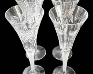 Four Waterford Crystal Frosted Stemmed Champagne Goblets