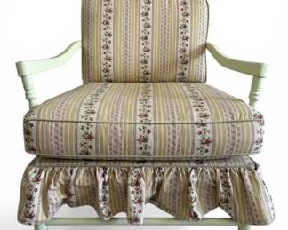 Light Green Accent Chair w Floral Upholstery