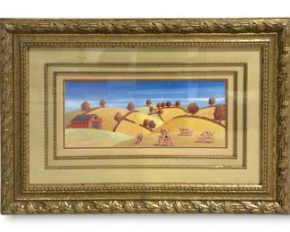 Pigs On Rolling Hills Framed Print 34 x22 
