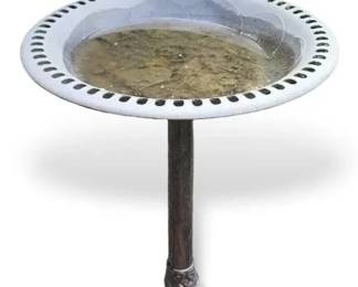Brushed Metal Look Plastic Bird Bath