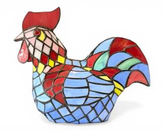 Tiffany Style Stained Glass Rooster Lamp