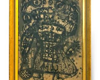 Framed 1964 Enfant Lithograph By Akira Kito 8 x11 