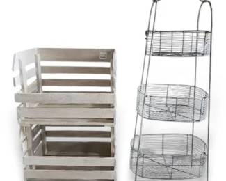 Wood And Metal Storage Shelves