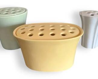 3 Ceramic Flower Frog Vases