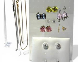 925 Marked Earrings  Necklaces 28.54g