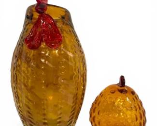 Glass Amber Roosters
