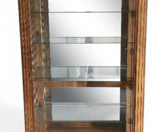 Mirrored Wooden Display Cabinet w Sliding Glass Door