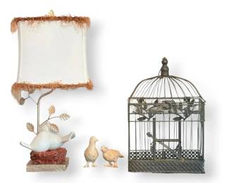 Bird Lamp, 2 Birds, And A Birdcage