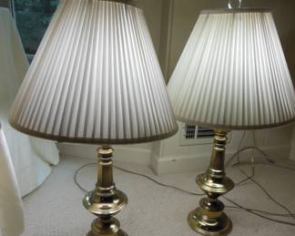 pair brass lamps