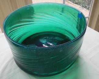 blown glass green bow vintage