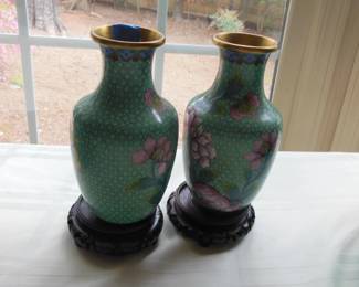pair Chinese vases with stands