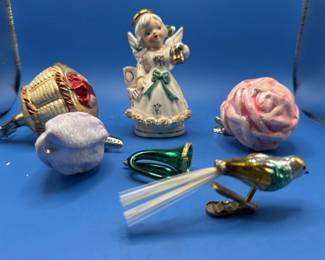 Mercury glass ornaments.