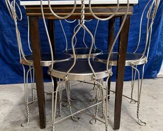 Ice Cream / Parlor chair set. Marble top. 