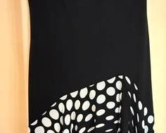 Retro Joseph Ribkoff Couture Polk-a-dot fringe LBD. 