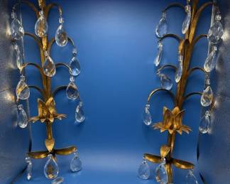 Antique crystal sconces.
