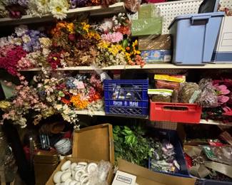 Silk flowers, picks, floral foam, flower vases/arrangement pieces