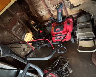 snow blowers, power washer, generator, lawn mower, 50 gallon drums