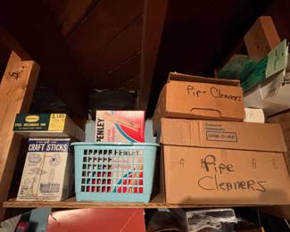 Pipe cleaners, clothespins, craft sticks, pins