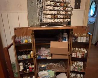 Paint, Paint brushes (hundreds), supplies, easels, carry cases
