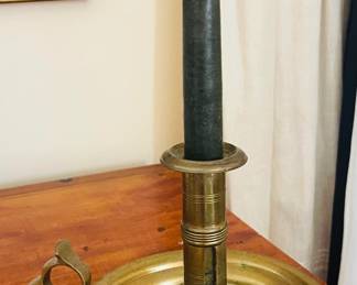 Brass Primitive-Style Candlestick Holder