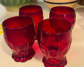 Vintage Cranberry Drinking Glasses