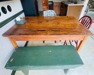 Primitive/Antique Table & Primitive Bench 