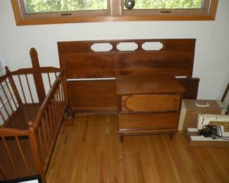 MCM End Table & Headboard