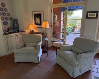 Pr. Spa Blue Upholstered Chairs