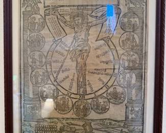 Religious Art Woodcut c. 1800's