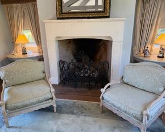 Pr. Silk Upholstered Chairs