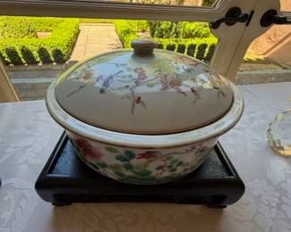 Antique Covered Porcelain Bowl