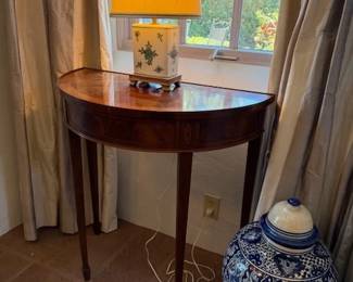 Inlaid Mahogany Demi-lune Tables