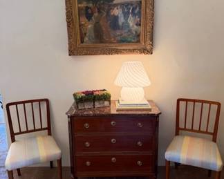 Antique Mahogany Marble Top 3-Drawer Chest