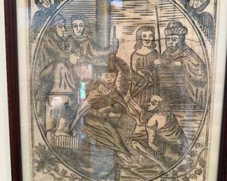 Religious Art Woodcut c.1800'S