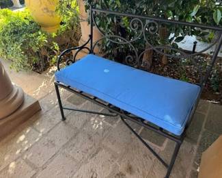 Black Metal Garden Bench with Cushion