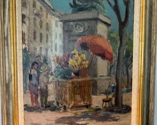 Oil: "Flower Vendor" by Swedish Artist Gideon Issakson