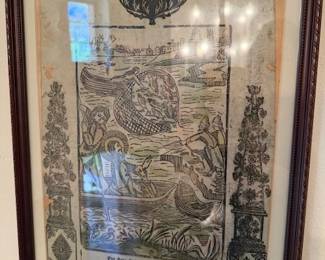 Religious Art Woodcut c. 1800's