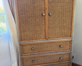 Tall Wicker and Metal Cabinet (close)