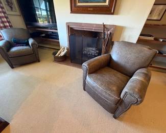 Pr. Leather Club Chairs