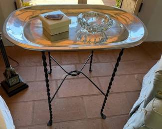 Iron and Silver Tray Top Cocktail Table