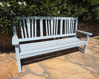 Blue Painted Garden Bench