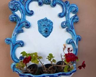 Ceramic Wall Pocket Planter, Shell Motif