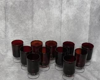 Vintage Luminarc France Ruby Red Wine Glasses Set #2 (12pc)