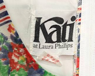 Closeup of tag inside the Kati vintage floral pattern dress