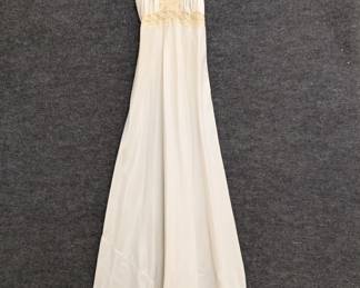 Vintage lingerie - ivory color nightgown with ecru lace inset panels and ruffles on shoulder strap