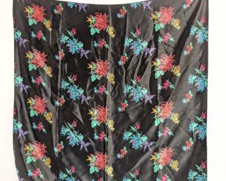 A Mademoiselle scarf, black with Asian-style chrysanthemum floral pattern
