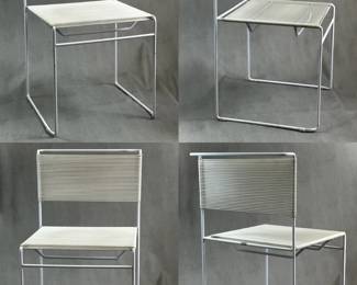 A set of 4 vintage 1970s Italian Flyline spaghetti side chairs by Giandomenico Bellotti