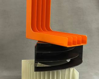 Crayonne plastic organizers (black, white) and an orange plastic album organizer by Gustavsberg Sweden 
