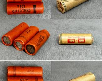 Rolls of silver quarters, 1963 and 1964 dates