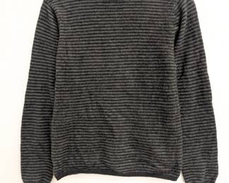 Vintage Paolo Mondo 2-ply cashmere black and grey striped crew neck long sleeved pullover sweater size S